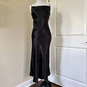 Anthropologie Black Long Slip Dress Lustre Finish Size 4 New With Tag